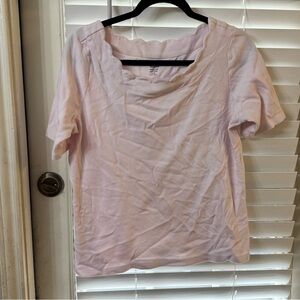 Kim Rogers Light Pink Scallop Neck Short Sleeve Top